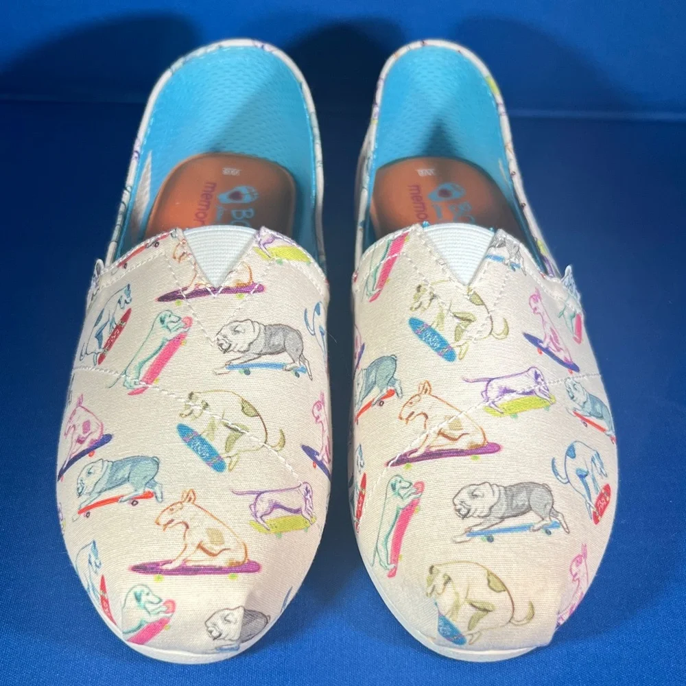 Skechers BOBS for Dogs Cream Slip-On Shoes with Colorful Print - Picture 2 of 9